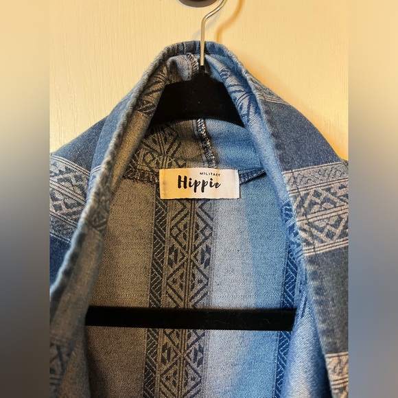 Military Hippie Boho Chic Denim Top - Picture 2 of 7